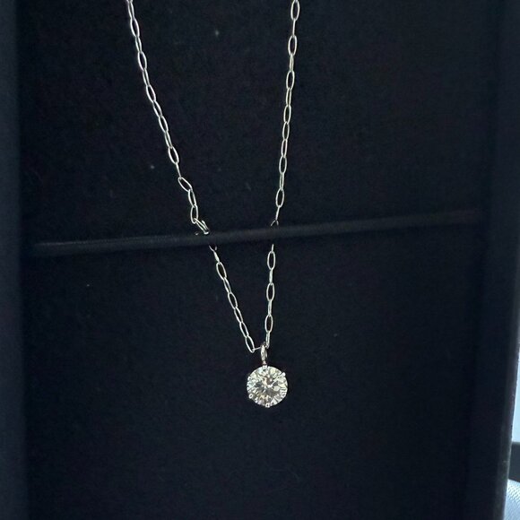 18K White Gold .2CT Diamond Solitaire Pendant Necklace 15.8" Natural Round Stone - Picture 11 of 11